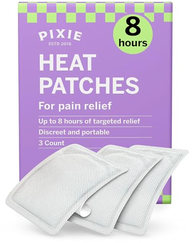 Pixie Period Cramps Menstrual Pain Relief Heat Patches - Lower Abdominal & Back Ache Therapy - Natural Alternative to Lidocaine ICY Hot - Up to 8 Hours - 3 Count Discreet Disposable Heat Pads