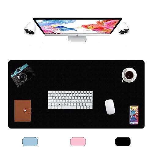 Tapis de souris en cuir XXL LL-COEUR noir, sous-main élégant de 1000 x 500 mm