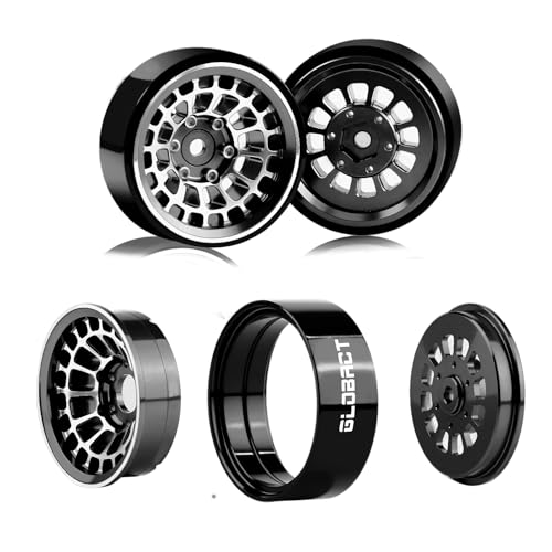 GLOBACT Aluminum Alloy 1.3" Beadlock Wheels -3.75mm Offset for SCX24 AX24 TRX4M Upgrade 1/18 1/24 RC Crawler Parts (Black) by GLOBACT - Image 3