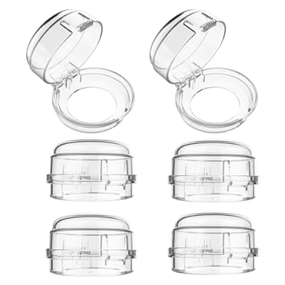 Stove Knob Safety Covers, Gas Stove Knob Locks with Adhesive Universal Size Oven Knob Covers for Child Safety Gas Stove Knob Covers Baby Pet Child Proof Stove Knob Covers - 6pcs Clear
