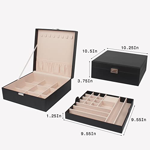 Guka 2-Layer Leather Jewelry Box Buckle Snap & Detachable Tray Jewelry Display Storage Case Bracelet Necklace Ring Bracelet Storage Box #TOP5