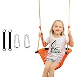 ブランコ ハンモック 室内 屋外 子供 大人も遊べる 耐荷重200kg 吊り下げ式 幼児用 ぶらんこ 遊具 アウトドア アウトドア 遊び場 公園 ロープの長さ調整可能 (オレンジ, L型)