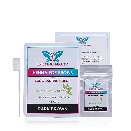Dark Brown Henna Eyebrow Color Kit – Long-Lasting Natural Brow Stain with Mixing Bowl &