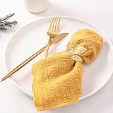 LINXTAR Cheesecloth Gauze Napkins 6 Pack 16x16 Inches Ginger Yellow Bulk Vintage Handmade Cotton Clo