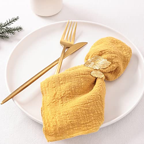 Linxtar Cheesecloth Gauze Napkins 6 Pack 16X16 Inches Ginger Yellow Bulk Vintage Handmade Cotton Cloth Napkins Events Decorative Rustic Soft Boho Dinner Napkins For Parties Wedding Everyday Use #TOP3