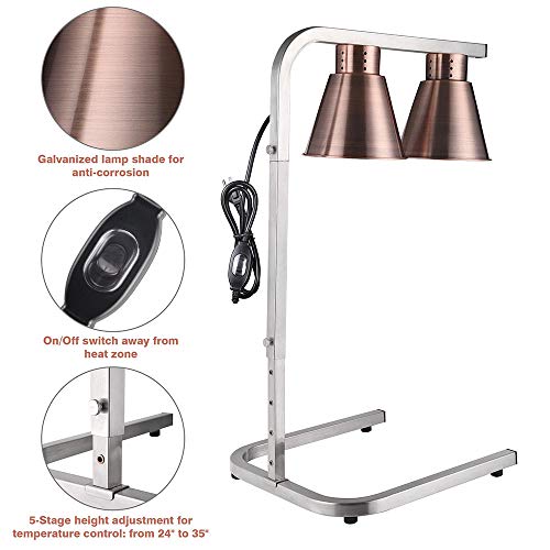 Wechef Commercial Portable Dual Bulb Food Heat Lamp Countertop Free-Standing Food Warmer Buffet Bar Restaurant #TOP2