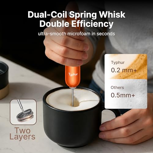 Image of InstaWhisk Milk Frother with Variable Speed, Rechargeable Coffee Frother Wand with Detachable Double Whisk, Handheld Electric Stirrer for Latte, Cappuccino, Matcha, Almond Milk, Protein, Orange