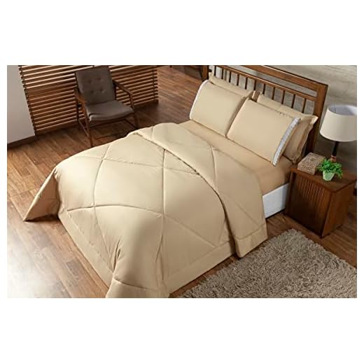 Kit Edredom Casal Queen Dupla Face Aconchego 06 Pçs - Avelã