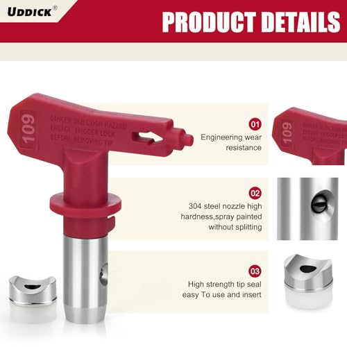 5 Pieces Reversible Airless Paint Spray Tip Kit with a Storage Box, Airless Spraying Machine Paint Accessories for Homes Buildings Garden Decks Fences(109,213,315,413,621) by Uddick - Image 3