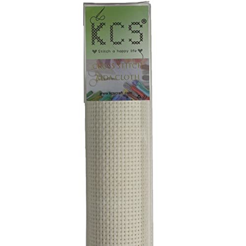 Image of KCS 3 pc of 15 inch x 18 inch Counted Cross Stitch Cotton Aida Cloth Needlework Fabric,11CT,Cream