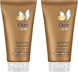 Dove Selbstbräunungslotion für Gesicht und Körper Summer Revived, Für Mittlere und Dunkle Hauttypen, Stufenweise Bräunung, Natürliches Finish, 72H Feuchtigkeit, Mit Aloe Vera-Extrakt, 2x 75 ml
