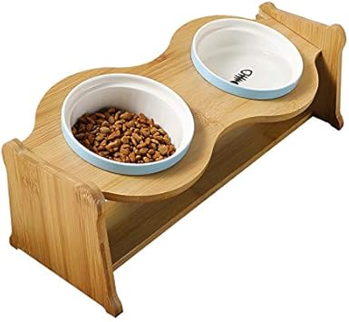Amazon ペット食器 猫食器 犬食器木製 ペット フード角度と高さ調節可能犬 猫用 セラミックボウル 陶磁器碗 ブルー Brandless 食器 ボウル 通販