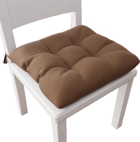 PETTI Artigiani Italiani - Cuscini per Sedia Cucina, Set 6 Cuscini per Sedie Cucina, Coprisedie Cucina in Cotone con Laccetti, Marrone, 100% Made in Italy