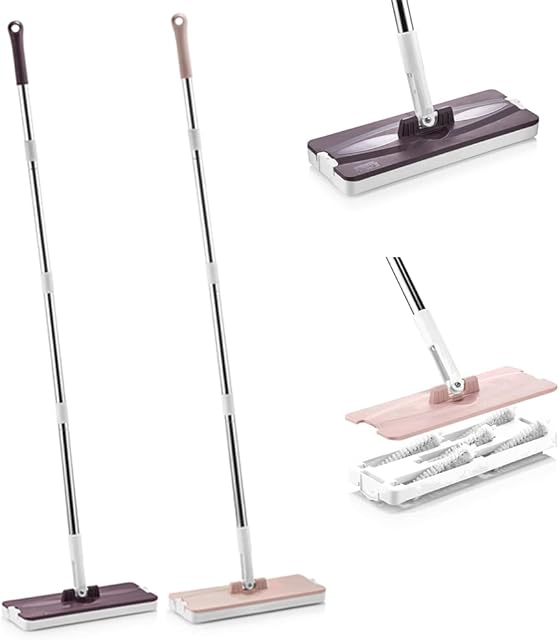 Long Handled Carpet Sweeper, HARDFLOOR Crumb Collector Brush -5 Roller Sweeping Brush, Sofa, Rug, Dust & Hair Remover, Pet Hair Pick Up (5 Roller Sweeper)