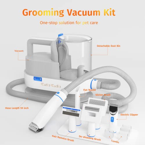 Uvubxt Katio Kadio Dog/Cat Grooming Vacuum, 2.5 Large Big Suction Capacity Pet Kits With 5 Tools-Clippers, Brush, Trimmer For Shedding Thick Coats, Small, Dogs Cats Hair, A-Grey, A-Large #TOP6