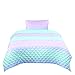 Tadpoles Girls Mermaid Pattern Quilt Set, Twin Size, Iridescent Metallic (MERMETQLTT)