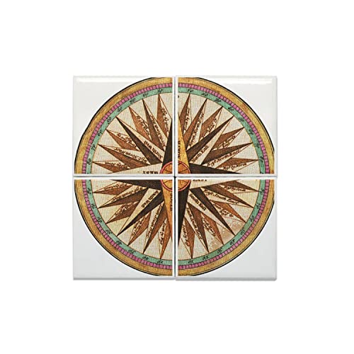Carreaux céramique décoratifs rose des vents vintage lot de 4