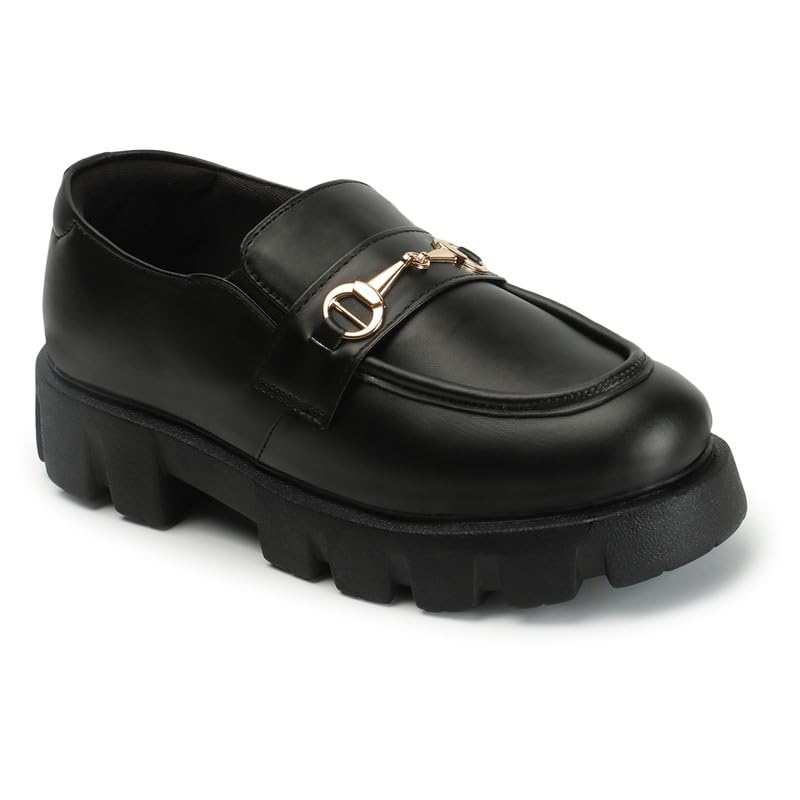 Bella Toes Casual Loafers | Synthetic Leather Design with Golden Buckle Loafer Shoes for Womens & Girls (Black, Numeic_3) (B0CF5QFJDM) Amazon Price History, Amazon Price Tracker