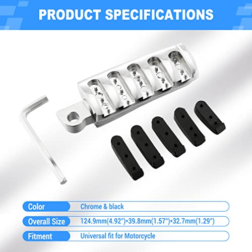 Oxmart Motorcycle Foot Peg, 1.25" Motorcycle Foot Pegs Aluminum Black Rubber Anti Vibration, Wide Modified Highway Powersports Foot Pegs Fit For Harley Xl883 Dyna Softail Road King #TOP5