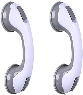 Generic (2 Pack) Safety Shower Handle 12 inch Grab Bars for Bathtubs and Showers, Bath Handle with Strong Hold Suction Cup Grip Non Slip Safety Bathroom Assist Handle for Elderly Seniors, Gray