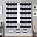 Turquoize Blackout Striped Curtains Panels for Bedroom Noise Reducing Thermal Insulated Solid Ring Top Blackout Window Drapes (Two Panels, 52 x 63 Inch, Black and Greyish White Striped)