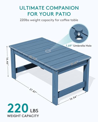 Image of SERWALL 3-Piece Adirondack Bench Set, 2 Benches & 1 Coffee Table, Navy