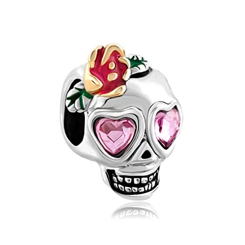 Abalorio de calavera de azúcar Halloween charm de metal compatible con pulseras Pandora 1