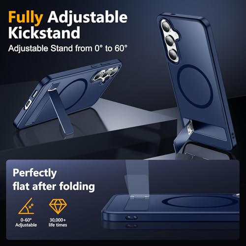 Image of SPIDERCASE Magnetic for Samsung Galaxy S24 Plus Case, [3 Stand Ways][ Military Grade Drop Protection] with Invisible Stand Shockproof Slim Case for Samsung Galaxy S24 Plus 6.7 inch, Blue