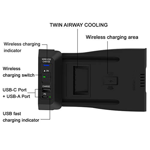 SIGHILL Wireless Car Phone Charger Compatible with Volvo Accessories for S60/ S90/ V60/ V90/ XC60/ XC90 All Models SPA XC90 Hybrid SPA Qi 15W MAX, 2-Port Type C with 18W PD and 12W QC3.0