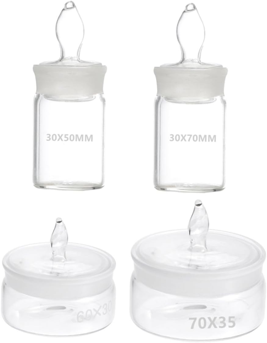 Garneck 4Pcs Chemical Weighing Bottles with Frosted Lids Cylindrical Glass Lab Sample Containers Leak-resistant Laboratory Equipment for Precise Weight Measurement and Easy Cleaning