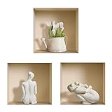 DECORAZIONE BELLISSIMA IN MODO SEMPLICE: Questo set di THE NISHA 3D ART è il perfetto progetto decorativo fai-da-te per rendere la tua casa elegante; viene fornito in un set di 3 decalcomanie da 32 X 32 CM ciascuna, facili da applicare, pulire o rimuovere senza causare alcun danno alla sua superficie; disponibili in molte scelte, fornite con istruzioni dettagliate di facile comprensione