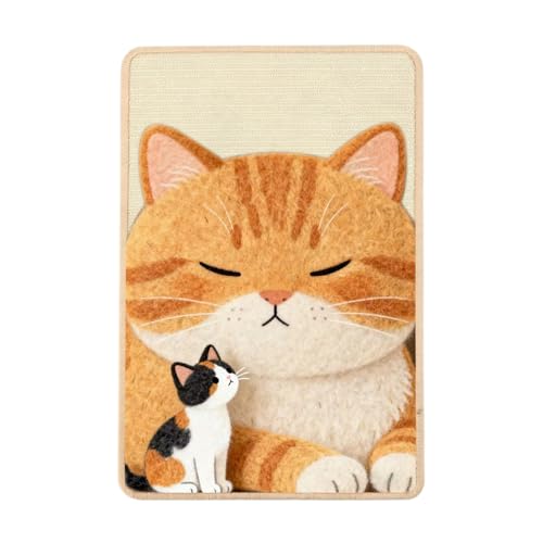 OMATSBEH Carpet Cat Scratching Mat 40 X 60 CM Natural Sisal Cat Scratch Pad Mats with Adhesive Hook Loop Tape Cat Scratching Rug Wall Scratchers for Indoor Furniture Protector (Cat Nap-1 Pack)