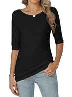Sweater design: elegant women's top with simple and classic design, half sleeve, round neck shirt, casual T-shirt, lightweight T-shirt, basic top, solid color, soft and elegant T-shirt Knit fabric: This stylish basic shirt is made of soft and lightwe...
