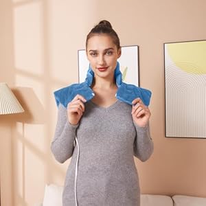 Ruqiji neckshoulderback heating pad pain relief for backneckshouldersmenstrual pain christmas gifts for women men mom dad 01 light blue 19 x 24  urban country home decor