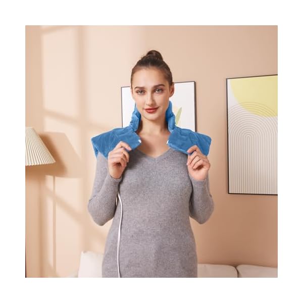 Ruqiji neckshoulderback heating pad pain relief for backneckshouldersmenstrual pain christmas gifts for women men mom dad 01 light blue 19 x 24  urban country home decor