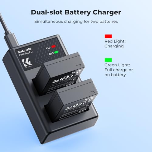 Image of K&F Concept 1300mAh NP-W126 NP-W126S Battery and Charger for Fujifilm XM5, X100VI, X100V, XS10, XT30, XT30 II, XT20, XE4, A5, Dual-Slot Fast Charger, Type-C and Micro-USB Input, 2 Pack Battery