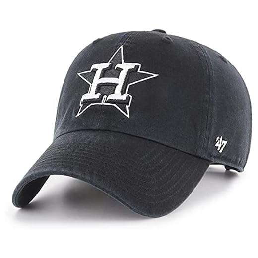 '47 MLB Black White Clean Up Adjustable Hat Cap, Adult One Size (Houston Astros Black White)