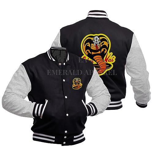 Cobra Men’s Johnny Lawrence Kobra Kai New Series Black Cotton Varsity Letterman Jacket2