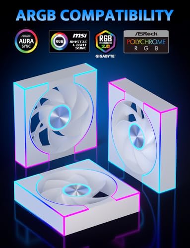 Image of darkFlash 3-Pack 120mm PC Case Fans, PWM ARGB Sync, Addressable RGB Cooling Fans for Computer Case & High Airflow Reverse(DM8R LINE, White)