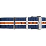 Timex TW7C07200 20mm Blue/White/Orange Stripe Fabric Double-Layered Slip-Thru Strap