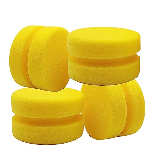 YIDM Éponge de Polissage Professionnelle: 4 Pieces Éponges de Polissage pour Voiture, Éponge pour Polissage Manuel, Éponge de Polissage Professionnelle, Éponge à Polir pour Cire scellant(Jaune)