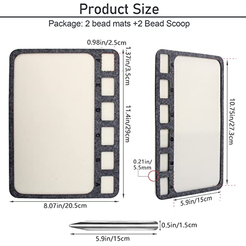 2+2Pcs Bead Mats For Jewelry Making, Anglekai Lightweight 2Pcs Bead Mat/ 2Pcs Bead Scoops, Beads Tray Bead Pads For Art Crafts #TOP5