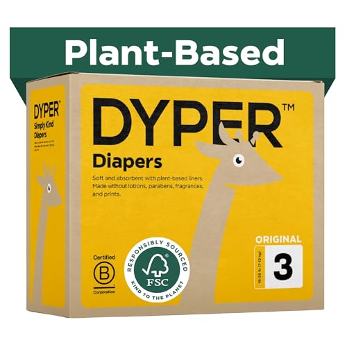 Image of DYPER Baby Diapers Size 3 | Honest Ingredients | Cloth Alternative | Day & Overnight | Made with Plant-Based* Materials | Hypoallergenic for Sensitive Skin, Unscented
