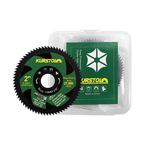 Kurstol 2" Hss Circular Saw Blade - 5Pcs 2"(50Mm) 72T Cutting Disc For Mini Angle Grinder With Arbor 3/8"(10Mm) Copper Aluminum Metal Non-Ferrous Sheet Metal Wood Plastic #TOP5