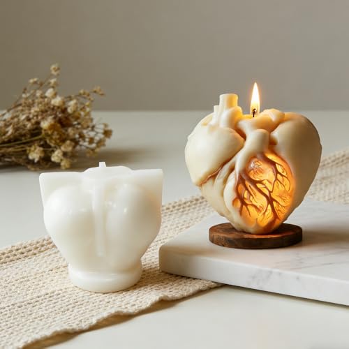 Moule bougie coeur gothique 3D en silicone pour résine époxy et savon
