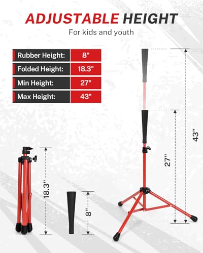 Image of Gonex Baseball Batting Tee for Kids Women & Men Travel Tee Ball Tripod for Baseball Practice Training Aid, Softball T-Ball Hitting Tee for Youth & Adult, Collapsible Portable, with Carrying Bag