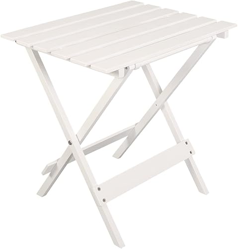 Casual Home Juego de 2 piezas de mesa auxiliar plegable portátil de madera maciza, soporte para plantas, color blanco
