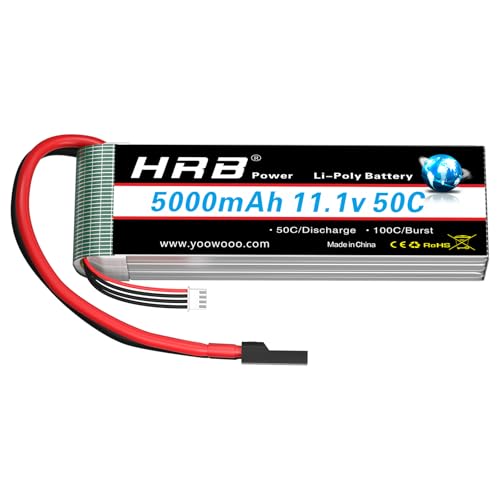 HRB 3S 5000mAh Lipo Battery 11.1V 50C RC Lipo Battery with TR Plug Compatible with RC Helicopter Airplane Quadcopter Car Truck Boat
