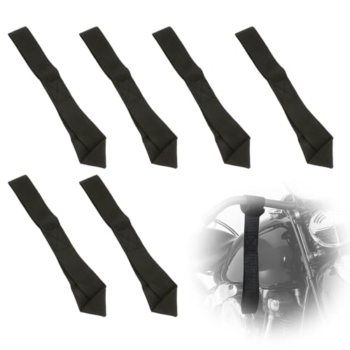 6 Stück Zurrschlaufen Kurz 500kg – Robuste Bandschlinge & Schlupf Hebeband, Doppelschlaufen Gurtschlaufen für Motorradtransport, Fahrräder, Strandmotorräder (Schwarz)