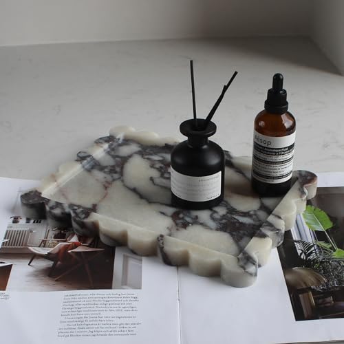 image for Nawgnail Natural Luxury Scalloped Marble Tray 10.8